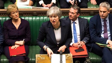 Britain's Prime Minister Theresa May responds to the result of a vote in the House of Commons in London. (AFP)