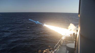 A handout photo made available by the Iranian Navy office on February 23, 2019, shows an Iranian Navy missile launch during a military drill in the Gulf of Oman. (File photo: AFP)