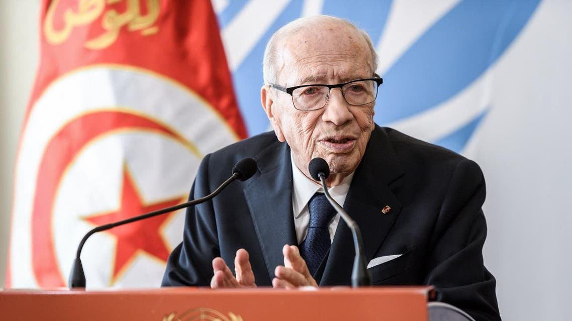 Tunisian President Beji Caid Essebsi speaks during a press conference. (AFP)
