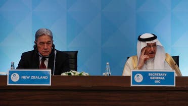 New Zealand’s Deputy Prime Minister and Minister of Foreign Affairs Winston Peters (L) with OIC Secretary General Yousef bin Ahmed Al-Othaimeen in Istanbul, Turkey, March 22, 2019. (AP). (AP)