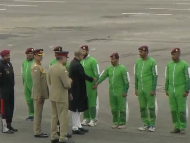 Royal Saudi Armed Forces welcomed by Pakistan President Arif Alvi. (File photo)