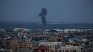 Smoke rises following an Israeli airstrike in the southern Gaza Strip. (Reuters)