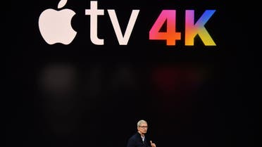 Apple CEO Tim Cook speaks about Apple TV at Apple’s new headquarters in Cupertino, California, on September 12, 2017. (AFP)
