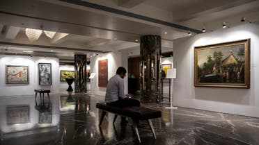 Artworks once part of Nirav Modi’s collection on display ahead of their auction at a gallery in Mumbai on March 25, 2019. (Reuters)