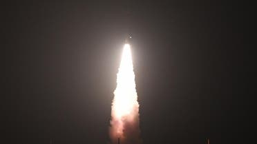 The Indian Space Research Organisation's (ISRO), Polar Satellite Launch Vehicle (PSLV-C44) launches off onboard India's Defence Research and Development Organisation's (DRDO) imaging satellite 'Microsat R' along with student satellite "Kalamsat" at Satish Dhawan Space centre in Sriharikota, Andhra Pradesh state, on January 24 , 2019. (AFP)