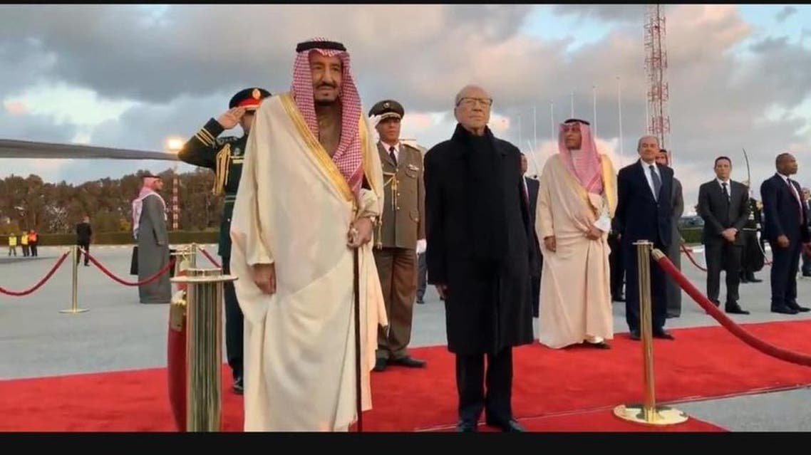 King Salman arrives in Tunis.