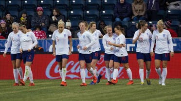 England celebrates a goal against the Brazil during the second half of a She Believes Cup women’s soccer match at Talen Energy Stadium. (Reuters)