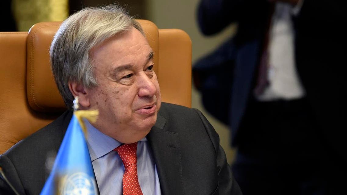 UN Secretary-General Antonio Guterres in Tunisia attending Arab League Summit. (AFP)