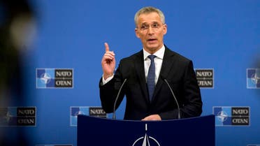 NATO Secretary General Jens Stoltenberg speaks during a media conference at NATO headquarters in Brussels, Monday, April 1, 2019. (AP)