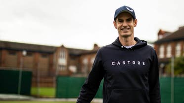 Andy Murray poses during the Castore partnership announcement at the Queen's Club. (Reuters)