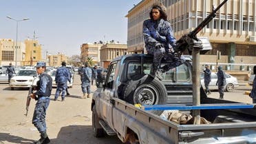 An image grab taken from a video from AFPTV, on February 6, 2019, shows Forces loyal to Libyan strongman Khalifa Haftar patroling in downtown Sebha, the biggest city in southern Libya. (AFP)