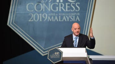 FIFA president Gianni Infantino speaks during the Asian Football Confederation (AFC) Congress 2019 in Kuala Lumpur on April 6, 2019. (AFP)