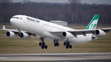 FILE PHOTO: An Airbus A340-300 of Iranian airline Mahan Air takes off from Duesseldorf airport DUS, Germany January 16, 2019. Picture taken January 16, 2019. REUTERS/Wolfgang Rattay/File Photo