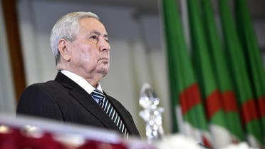 Algerian speaker of the upper house of parliament, Abdelkader Bensalah, is pictured during a parliamentary session at the Palais des Nations in the Algerian capital Algiers on April 9, 2019. (AFP)