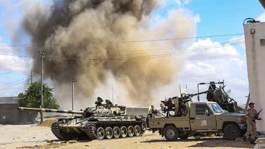 Forces loyal to Libya’s Government of National Accord (GNA), during clashes in the suburb of Wadi Rabie about 30 kilometres south of the capital Tripoli on April 12, 2019. (AFP)
