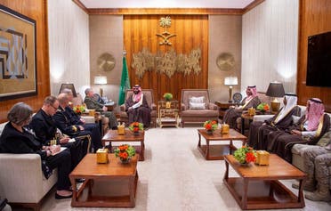 Saudi Crown Prince Mohammed bin Salman met US Central Command commander General Kenneth McKenzie at al-Yamamah Palace. (SPA)