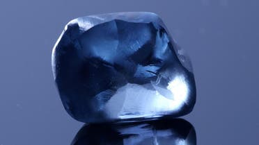 A blue diamond, weighing over 20 carats, is seen in this undated handout picture released by Okavango Diamond Company (ODC) in Gaborone, Botswana, April 17, 2019. (Reuters)