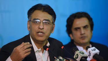 Asad Umar speaks during a press conference in Islamabad on November 30, 2018. (AFP)