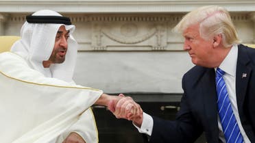 n this May 15, 2017, file photo, President Donald Trump shakes hands with Abu Dhabi’s crown prince, Sheikh Mohammed bin Zayed Al Nahyan, in the White House in Washington. Emails obtained by The Associated Press between business partners Elliott Broidy and George Nader reveal that the pair was working with bin Zayed in a lobbying effort to alter U.S. policy in the Middle East. (AP)