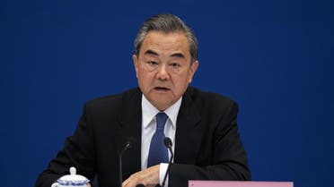 China's Foreign Minister Wang Yi speaks during a press conference briefing on the Belt and Road Summit at the Ministry of Foreign Affairs in Beijing on April 19, 2019. (AFP)