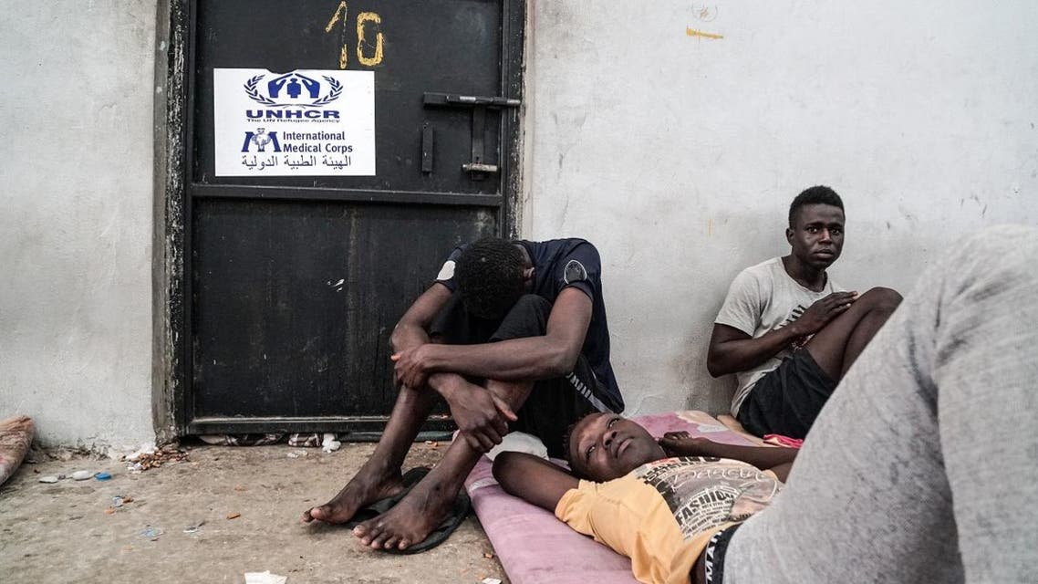 Illegal immigrants are seen at a detention center in Zawiyah, 45 km west of the Libyan capital Tripoli, on June 17, 2017. (AFP)