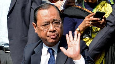 FILE PHOTO: Ranjan Gogoi, a Supreme Court judge, gestures as he addresses the media at a news conference in New Delhi, India January 12, 2018. REUTERS