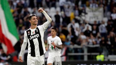 Juventus’ Cristiano Ronaldo celebrates at the end of a Serie A soccer match between Juventus and AC Fiorentina, at the Allianz stadium in Turin, Italy, Saturday, April 20, 2019. (AP)