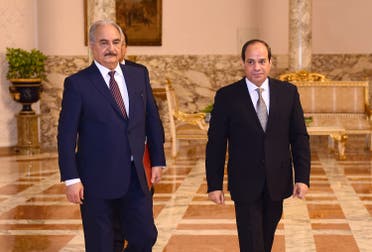Commander of the Libyan National Army (LNA) Khalifa Haftar visited Egyptian President Abdel Fattah el-Sisi in Cairo in April. (File photo: AFP)