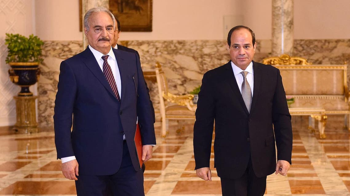 Commander of the Libyan National Army (LNA) Khalifa Haftar visited Egyptian President Abdel Fattah el-Sisi in Cairo in April. (File photo: AFP)