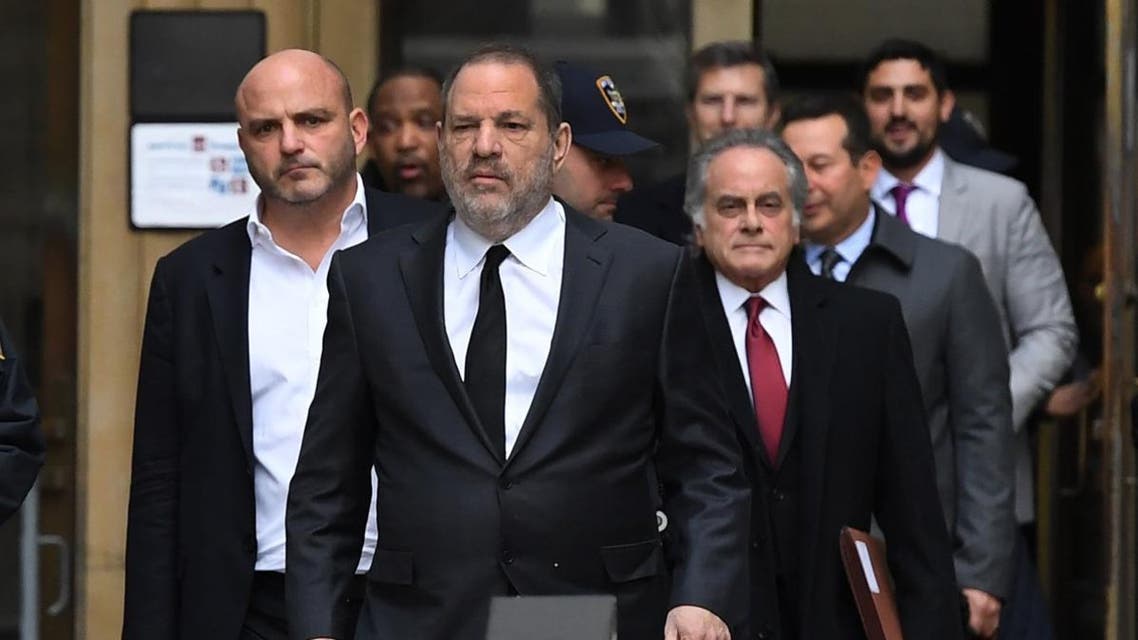  Disgraced Hollywood producer Harvey Weinstein leaves State Supreme Court in Manhattan with his new team of lawyers in New York on January 25, 2019.