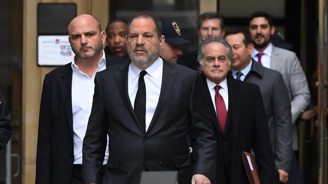 Disgraced Hollywood producer Harvey Weinstein leaves State Supreme Court in Manhattan with his new team of lawyers in New York on January 25, 2019.