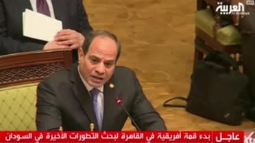 Sisi African Union summits on Libya and Sudan. (Screengrab)