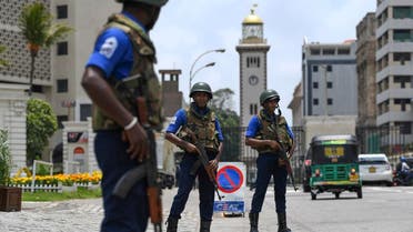 Soldiers take up their positions at a checkpoint on a street in Colombo on April 25, 2019, following a series of bomb blasts targeting churches and luxury hotels on the Easter Sunday in Sri Lanka. (AFP)