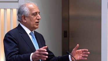 US Special Envoy Zalmay Khalilzad participates in a discussion on "The Prospects for Peace in Afghanistan" at the United States Institute of Peace (USIP) in Washington, DC. (AFP)