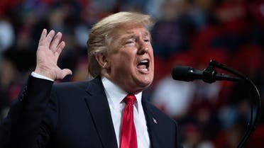 US President Donald Trump gestures as he speaks during a Make America Great Again rally in Green Bay, Wisconsin, April 27, 2019. (AFP)