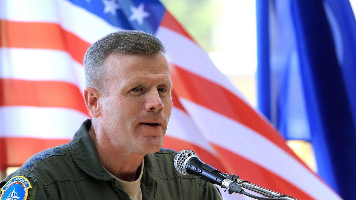 File photo of The Commander of the US Air Forces in Europe Tod D. Wolters speaks to journalists. (AFP)