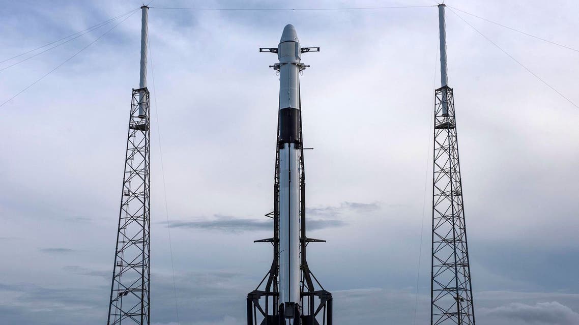 Falcon rocket that was poised to blast off from Cape Canaveral, Florida, early on Friday, with a Dragon cargo capsule. (SpaceX)