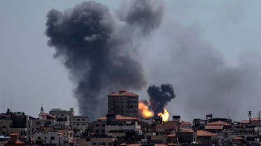 A picture taken from the Gaza Strip on May 4, 2019 shows smoke billowing following an airstrike by Israel in response to rockets fired by Palestinian militants. (AFP)