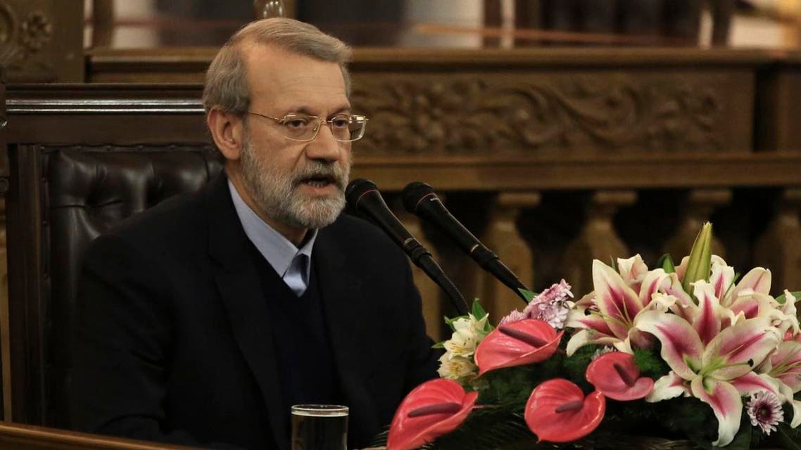 Iranian Parliament speaker Ali Larijani speaks during a press conference in the capital Tehran. (AFP)