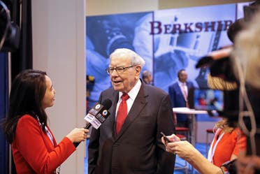 Berkshire Hathaway, a massive holding company, run by famed “value” investor Warren Buffett since the 1960s, improved by one place to third in the “Global 2000”.. (File photo)