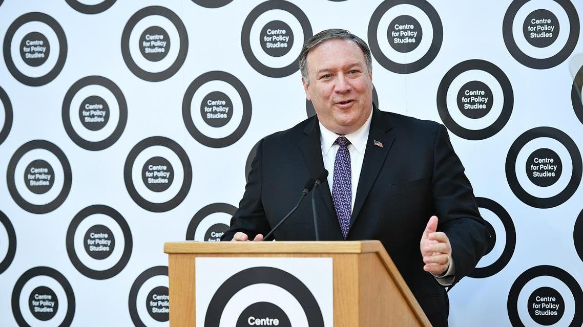 US Secretary of State Mike Pompeo speaks during on the US-UK relationship during an event at Lancaster House in central London on May 8, 2019. (AFP)