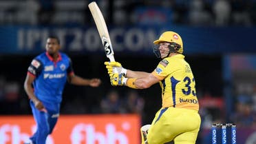 Chennai Super Kings cricketer Shane Watson plays a shot during the 2019 Indian Premier League (IPL) second qualifier Twenty20 cricket match against Delhi Capitals in Visakhapatnam on May 10, 2019. (AFP)