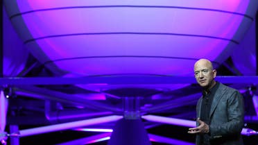  Jeff Bezos, owner of Blue Origin, introduces a new lunar landing module called Blue Moon during an event at the Washington Convention Center, May 9, 2019 in Washington, DC. (AFP)