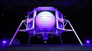  Jeff Bezos, owner of Blue Origin, introduces a new lunar landing module called Blue Moon during an event at the Washington Convention Center, May 9, 2019 in Washington, DC.