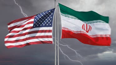 Flag of the United States of America and Iran - Stock image