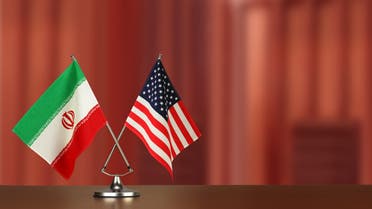 Flag of the United States of America and Iran - Stock image