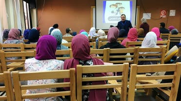 Teacher Salah Ahmed talks to students about how to handle conflicts in marriage during a recent lesson at Cairo University as part of a new government project, in Cairo, Egypt. (Reuters)