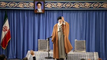 Iran's Supreme Leader Ayatollah Ali Khamenei waves as he delivers a speech during a meeting with teachers in Tehran. (Reuters)