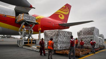 A previous shipment of 65 tons of aid arrived from China on March 29. (File photo: AFP)