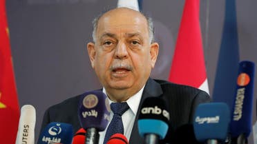 Iraqi Oil Minister Thamer Ghadhban speaks to the media at the ministry’s headquarters in Baghdad, Iraq May 8, 2019. (Reuters)